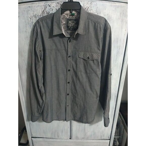 Drill Y2K Grunge Men's Buttoned Collared Shirt Size XL Gray - Picture 2 of 9